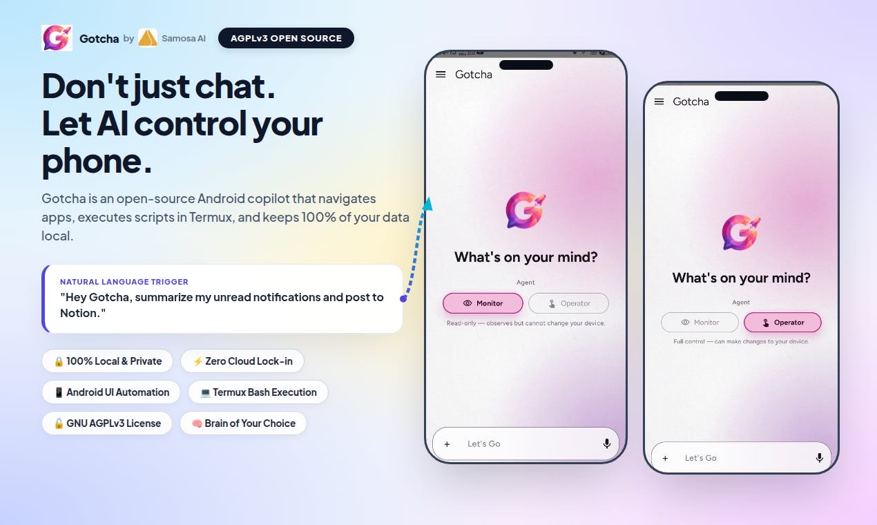 Gotcha homepage screenshot