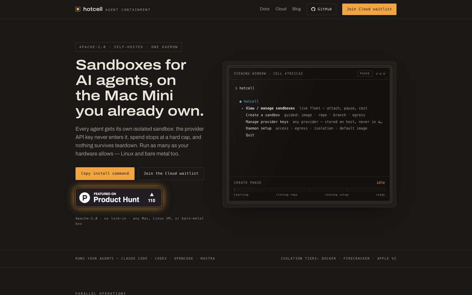 hotcell homepage screenshot