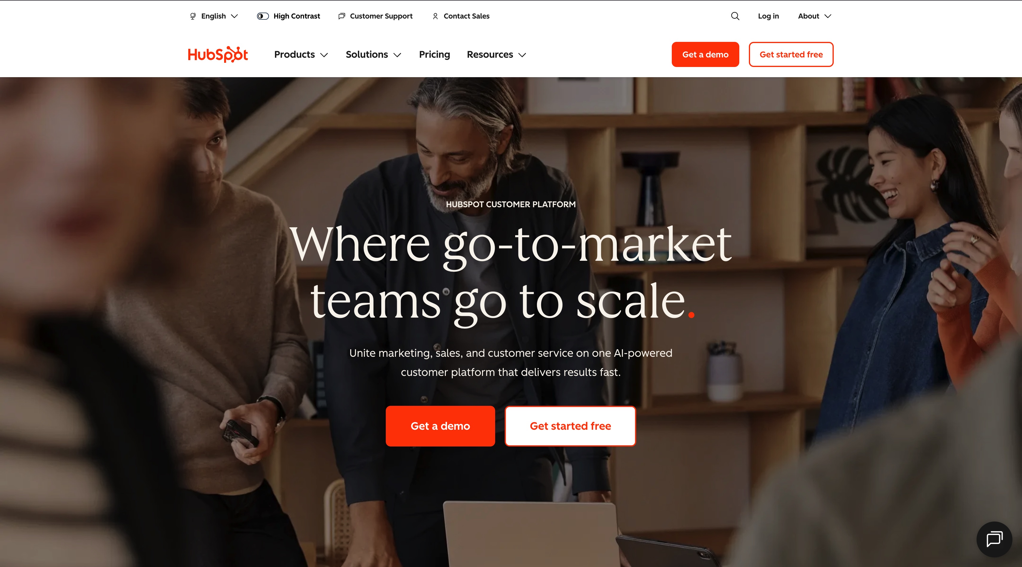 HubSpot homepage screenshot