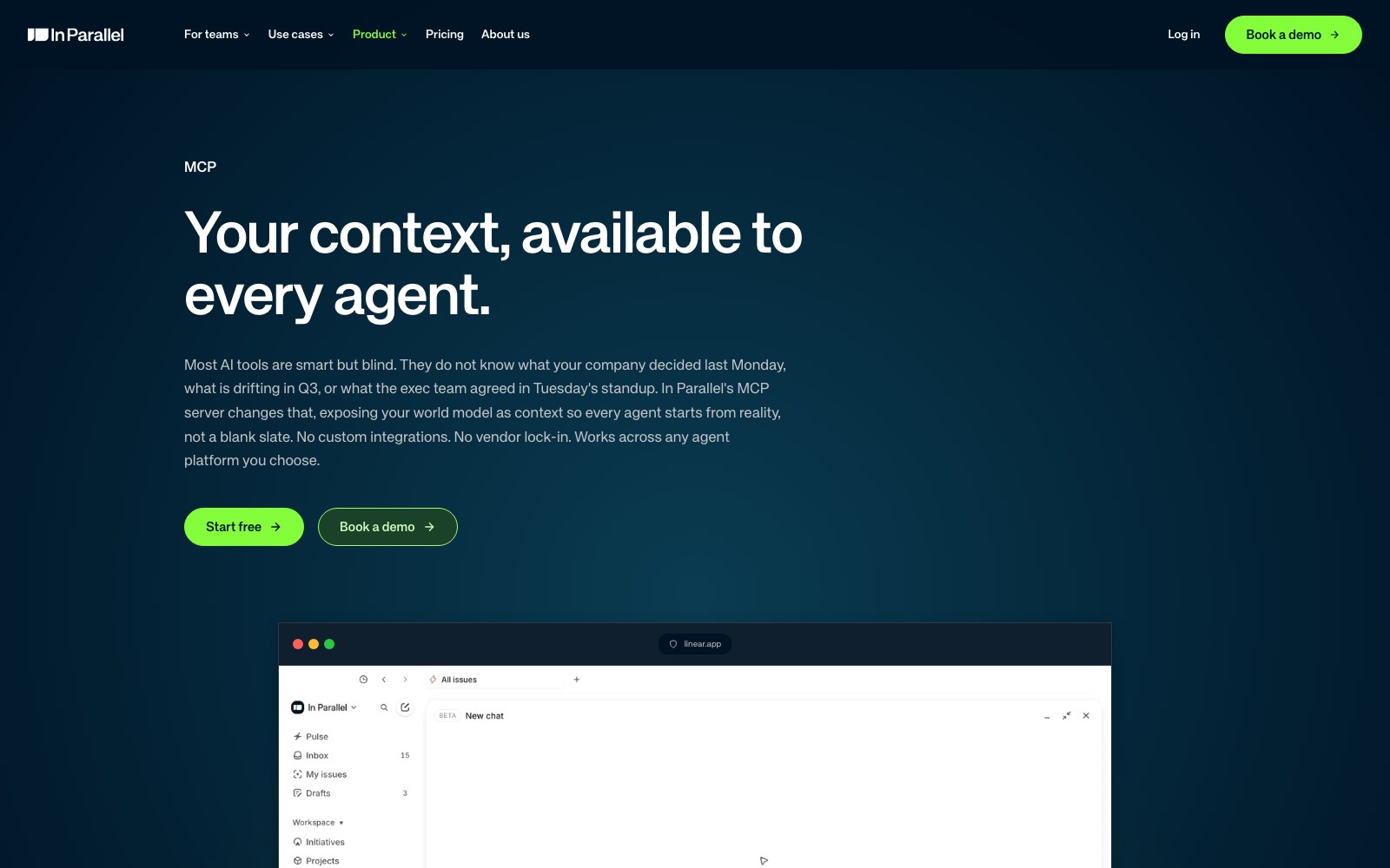 In Parallel MCP homepage screenshot