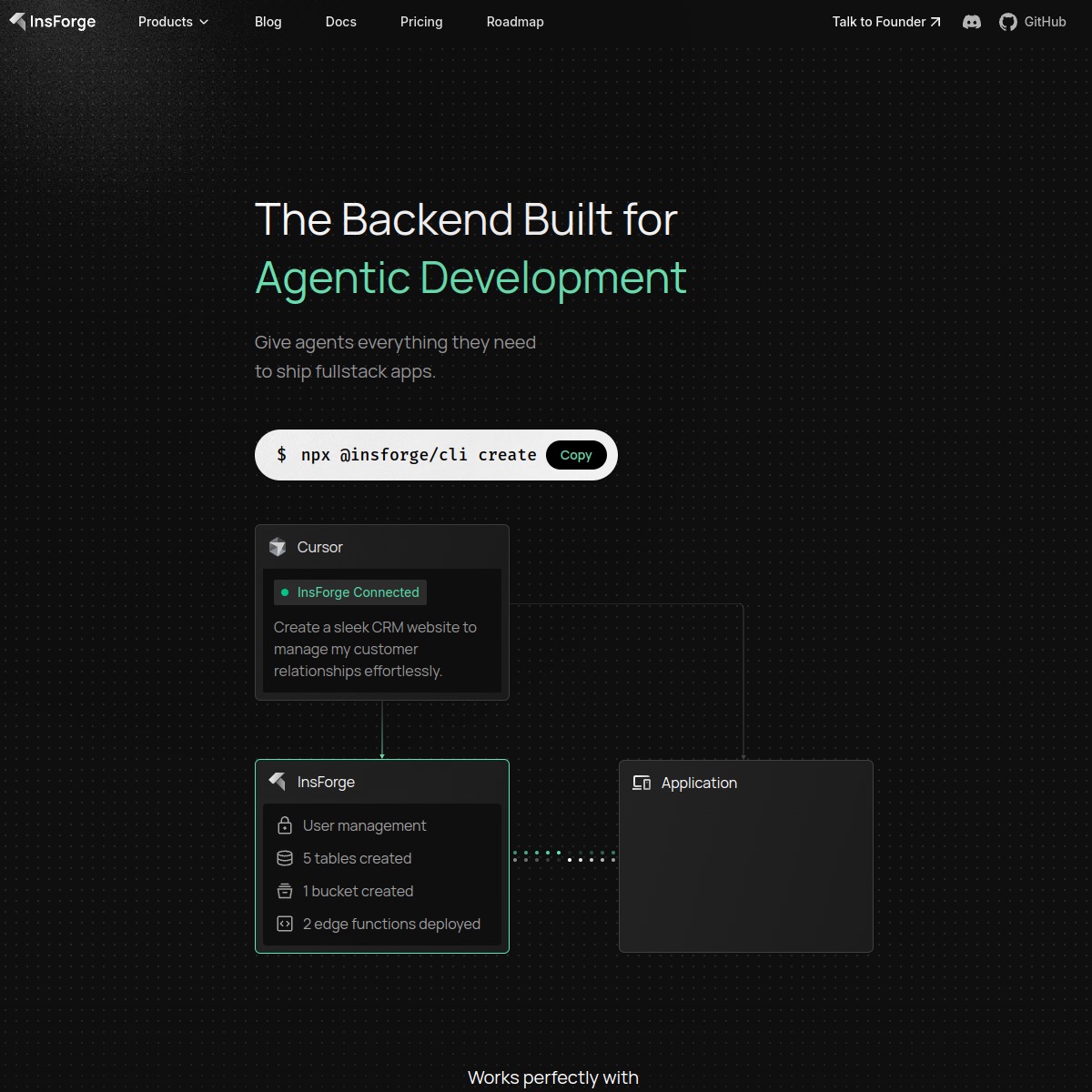 InsForge homepage screenshot