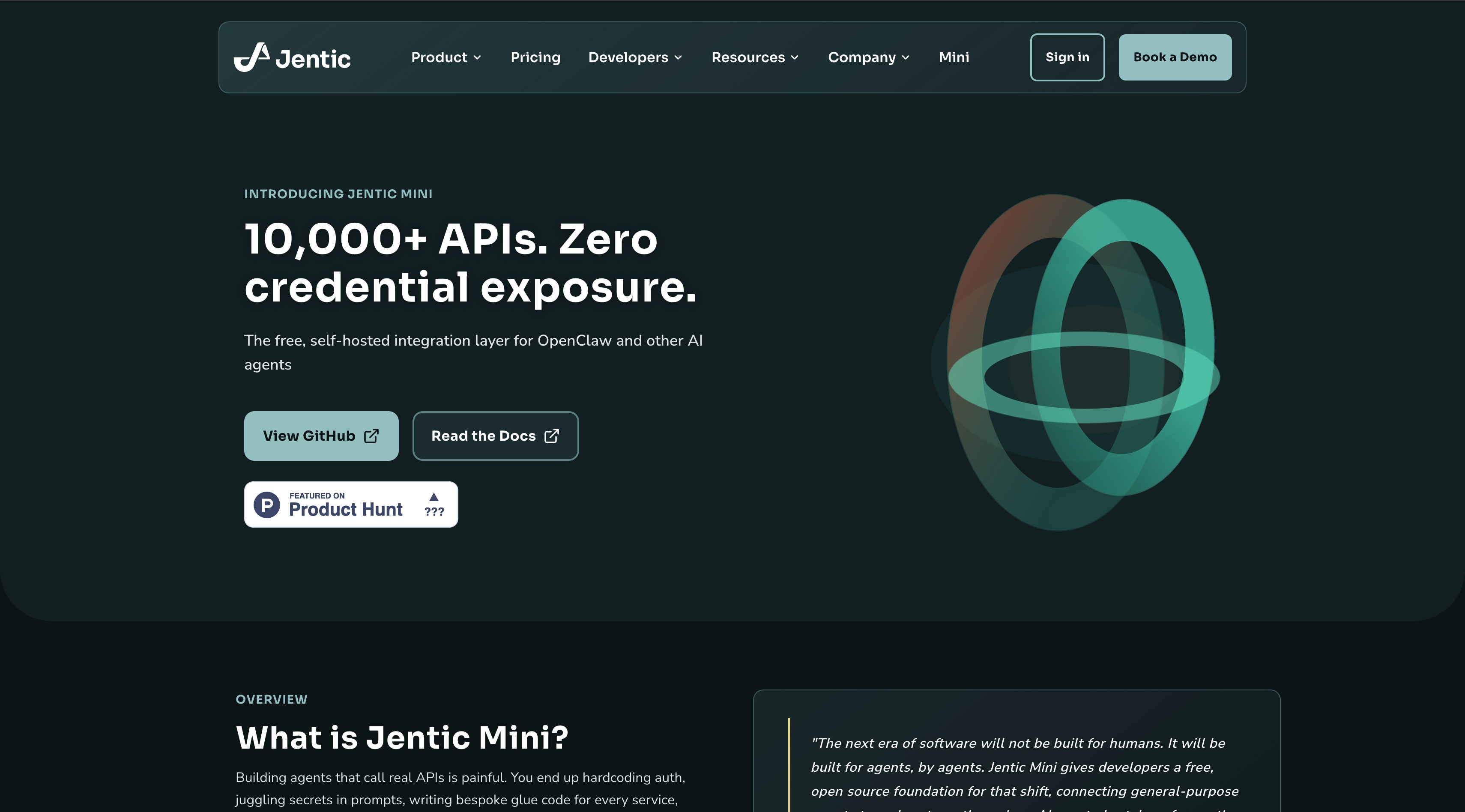 Jentic Mini homepage screenshot