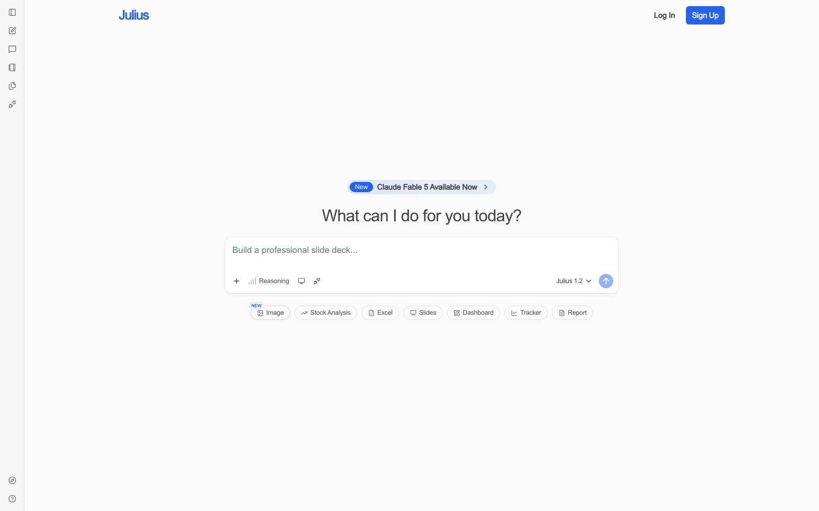 Julius AI homepage screenshot