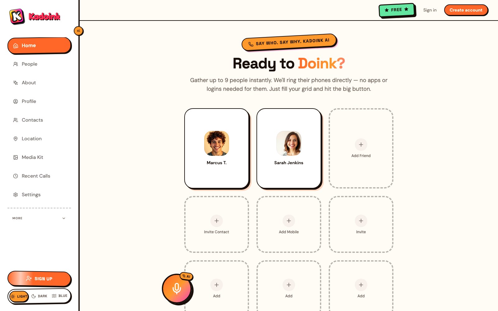Kadoink AI homepage screenshot