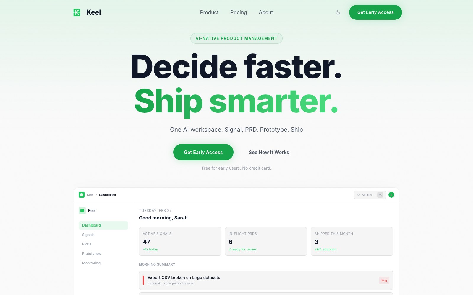 Keel 3 homepage screenshot