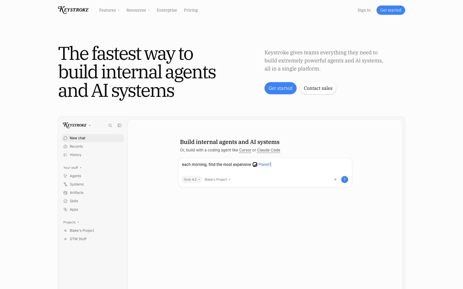 Keystroke homepage screenshot