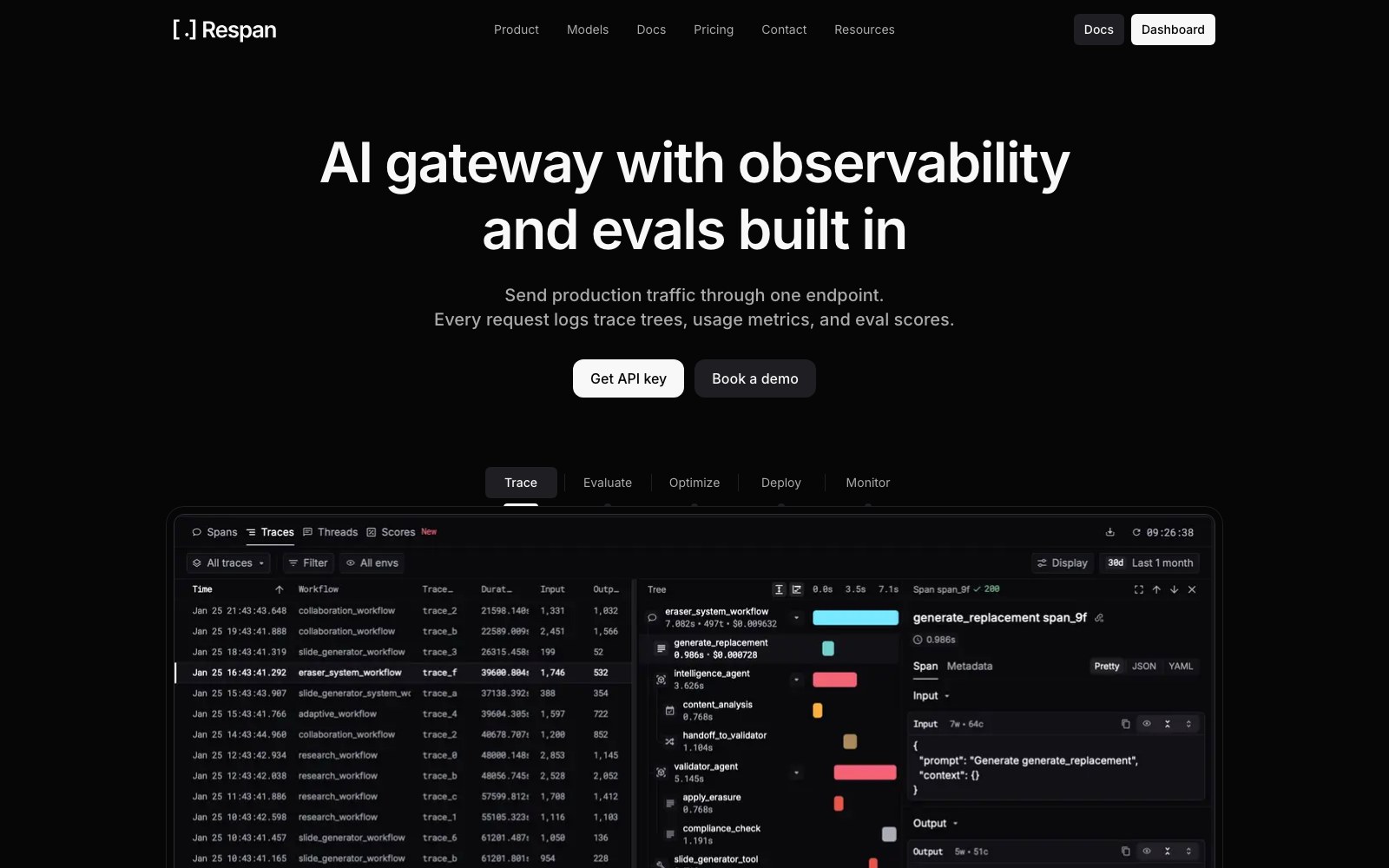 Keywords AI / Respan homepage screenshot