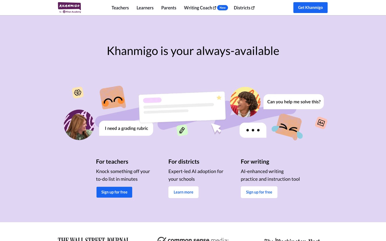 Khanmigo homepage screenshot