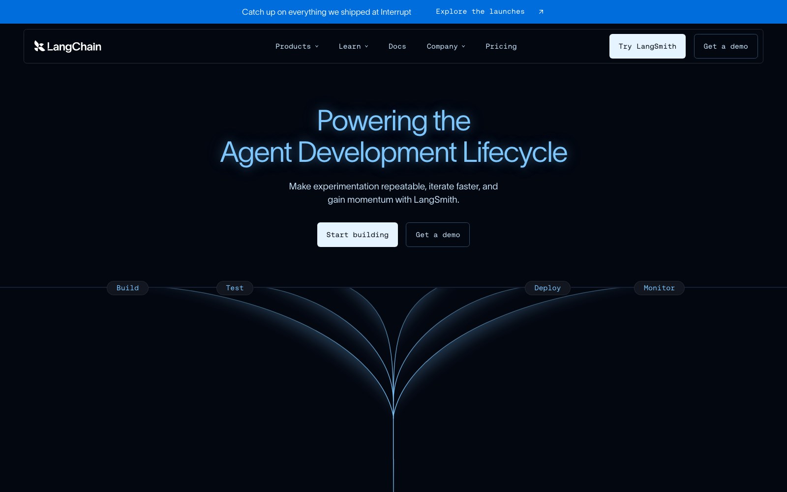 LangChain homepage screenshot