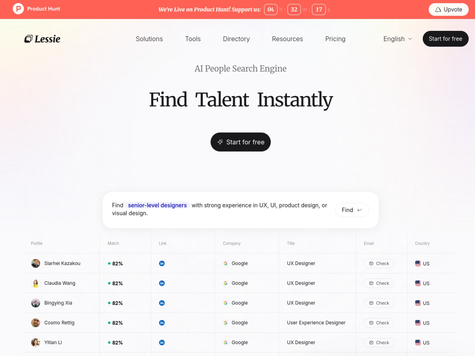 Lessie AI homepage screenshot