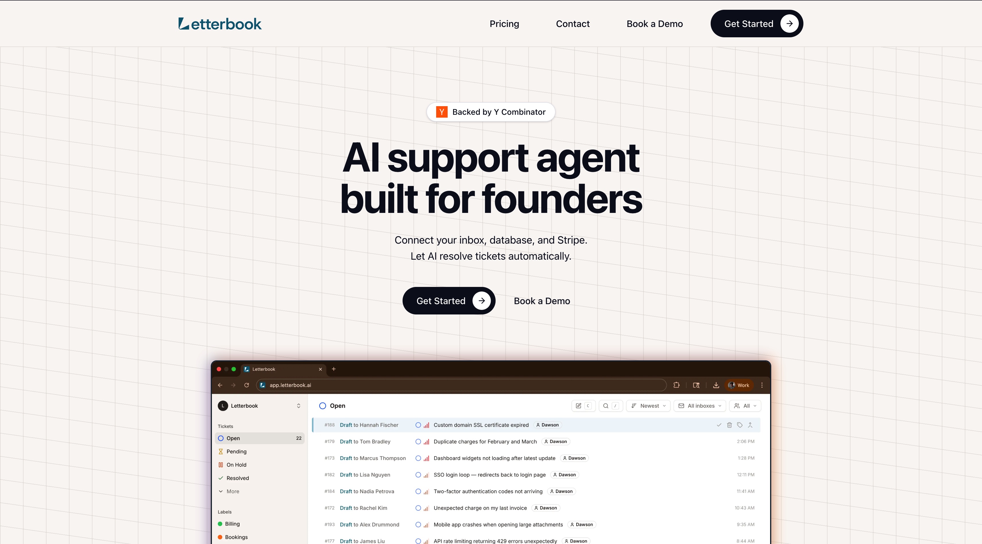 Letterbook homepage screenshot
