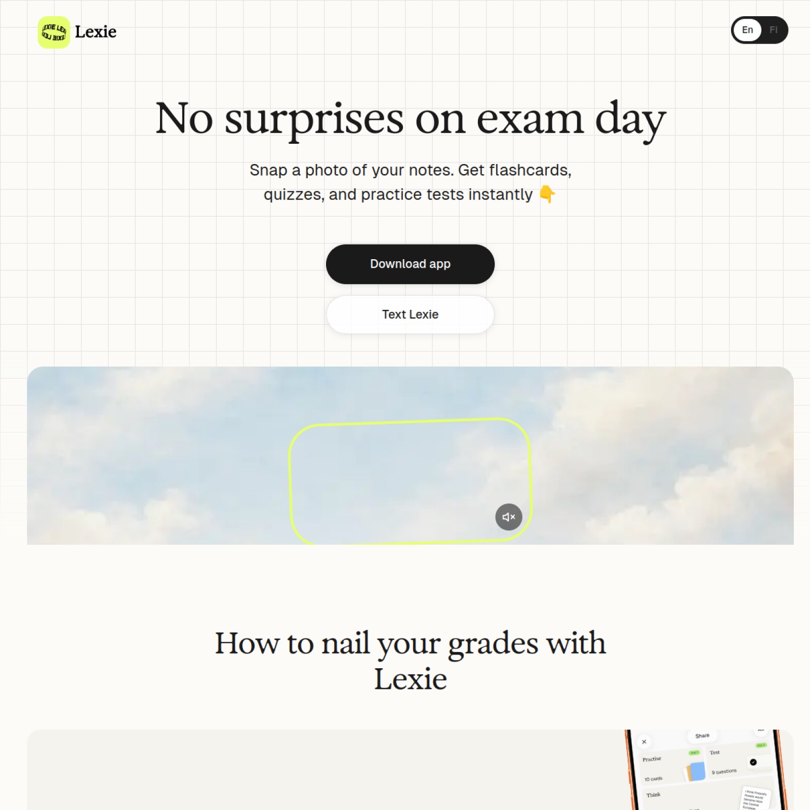 Lexie homepage screenshot