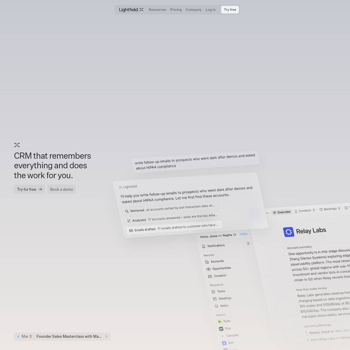 Lightfield homepage screenshot