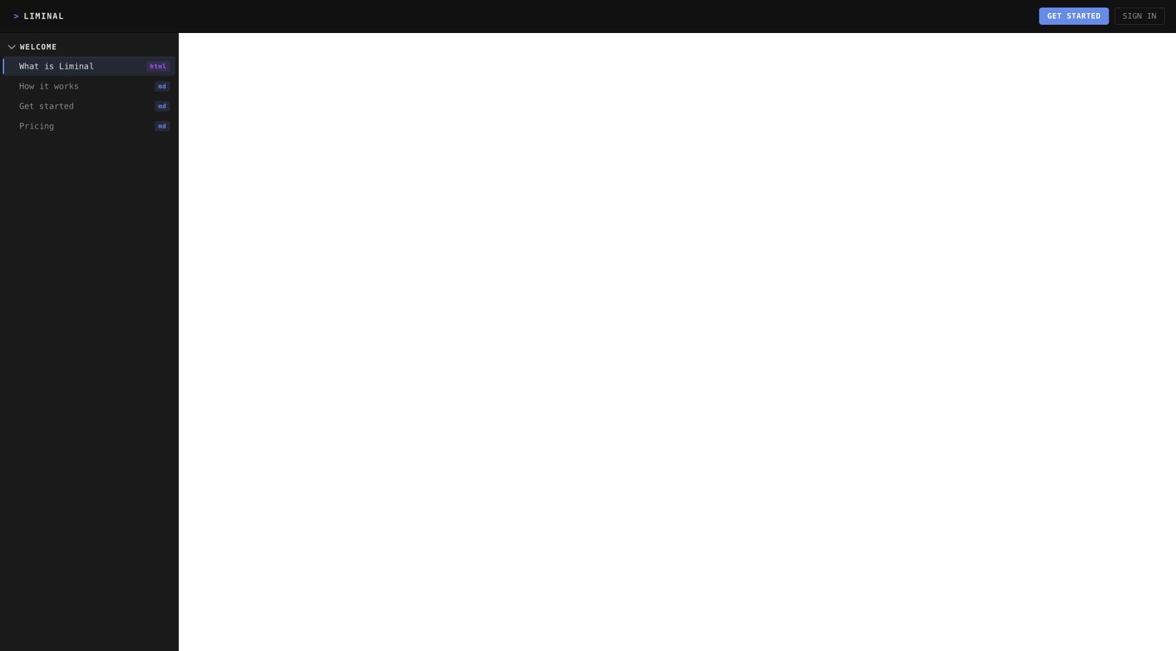 Liminal homepage screenshot