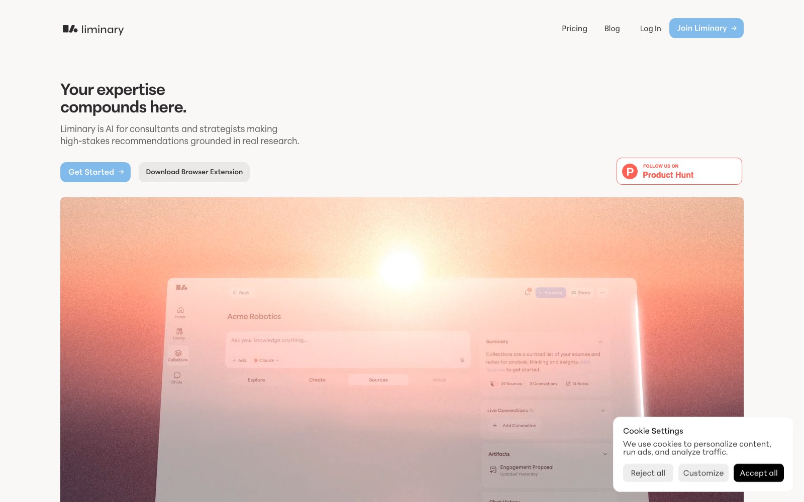 Liminary homepage screenshot