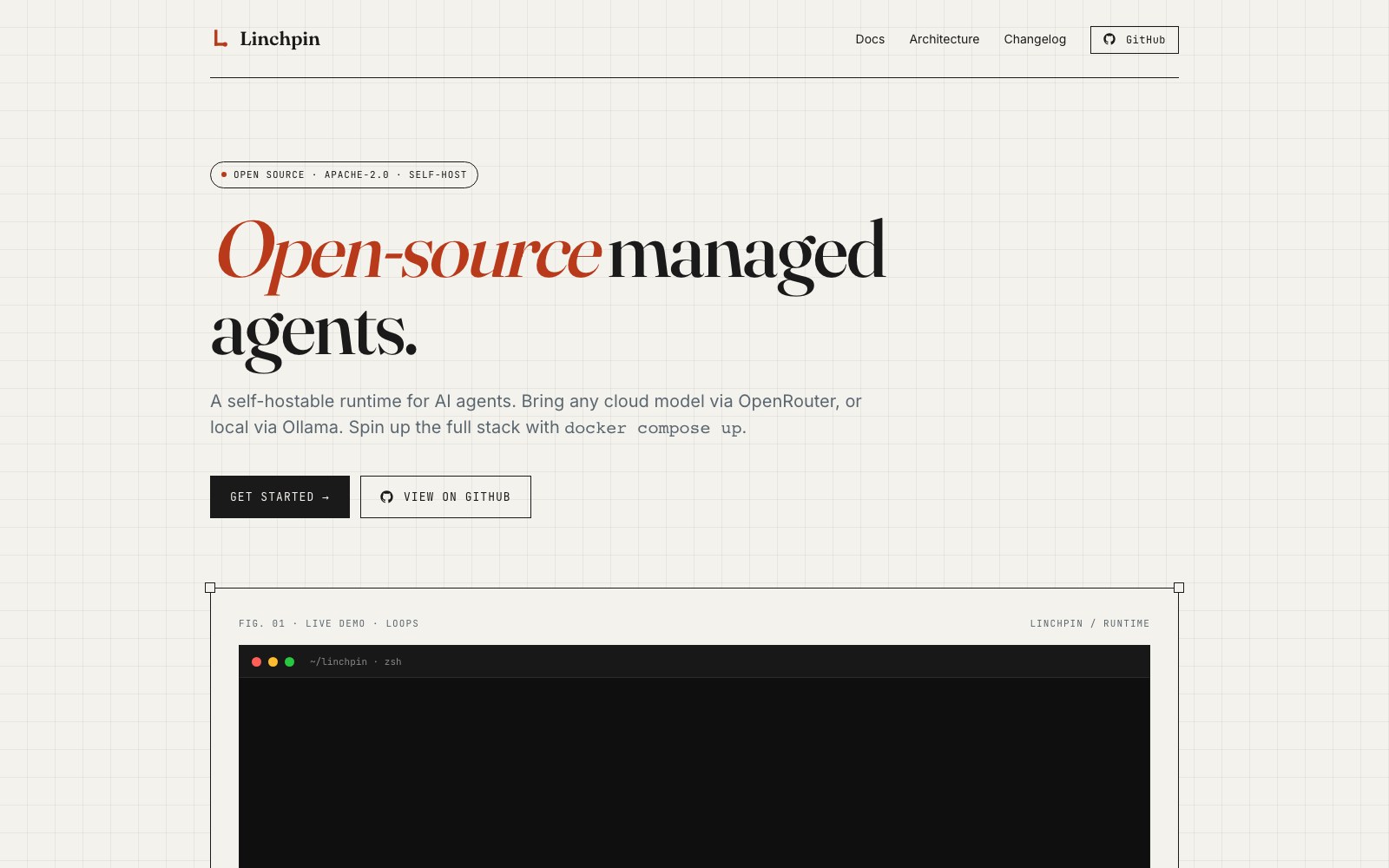 Linchpin homepage screenshot