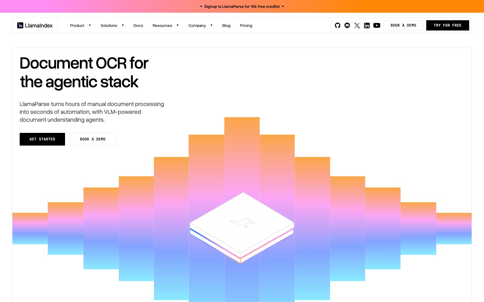 LlamaIndex homepage screenshot
