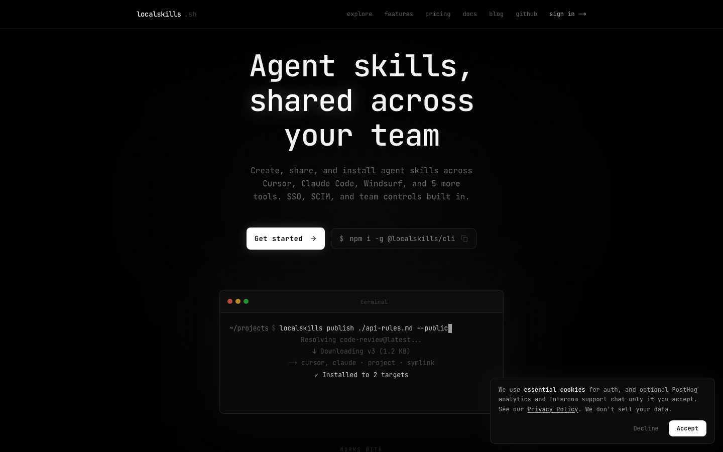 localskills.sh homepage screenshot