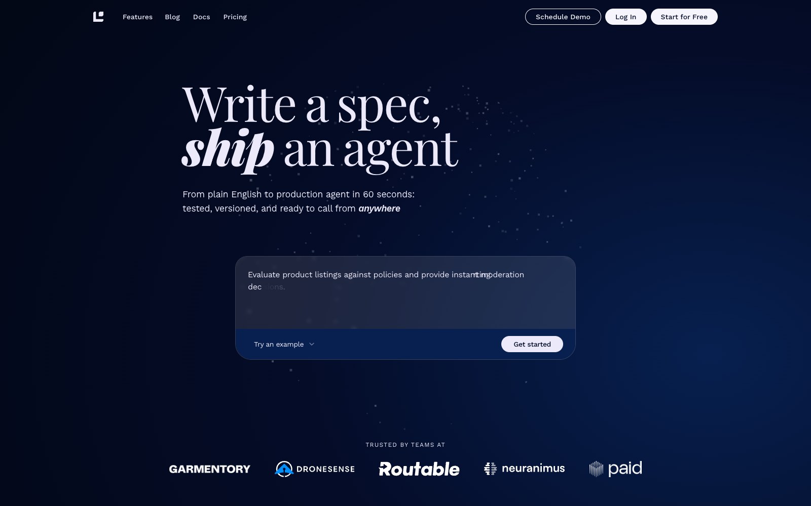 Logic Ship an Agent homepage screenshot