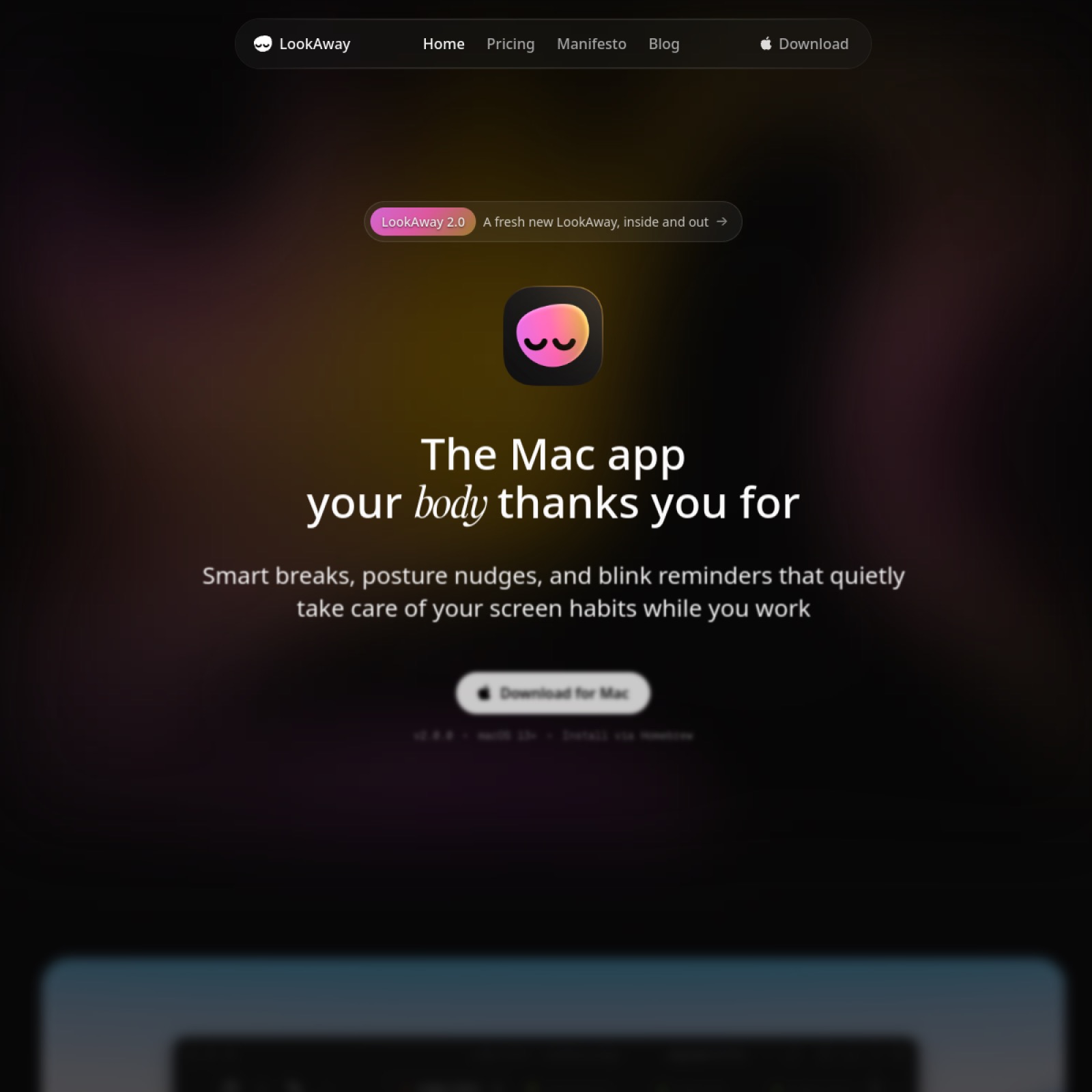 LookAway homepage screenshot