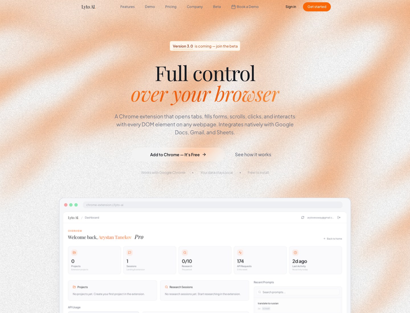 Lyto homepage screenshot