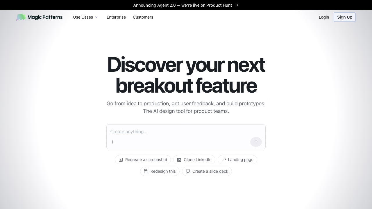 Magic Patterns homepage screenshot