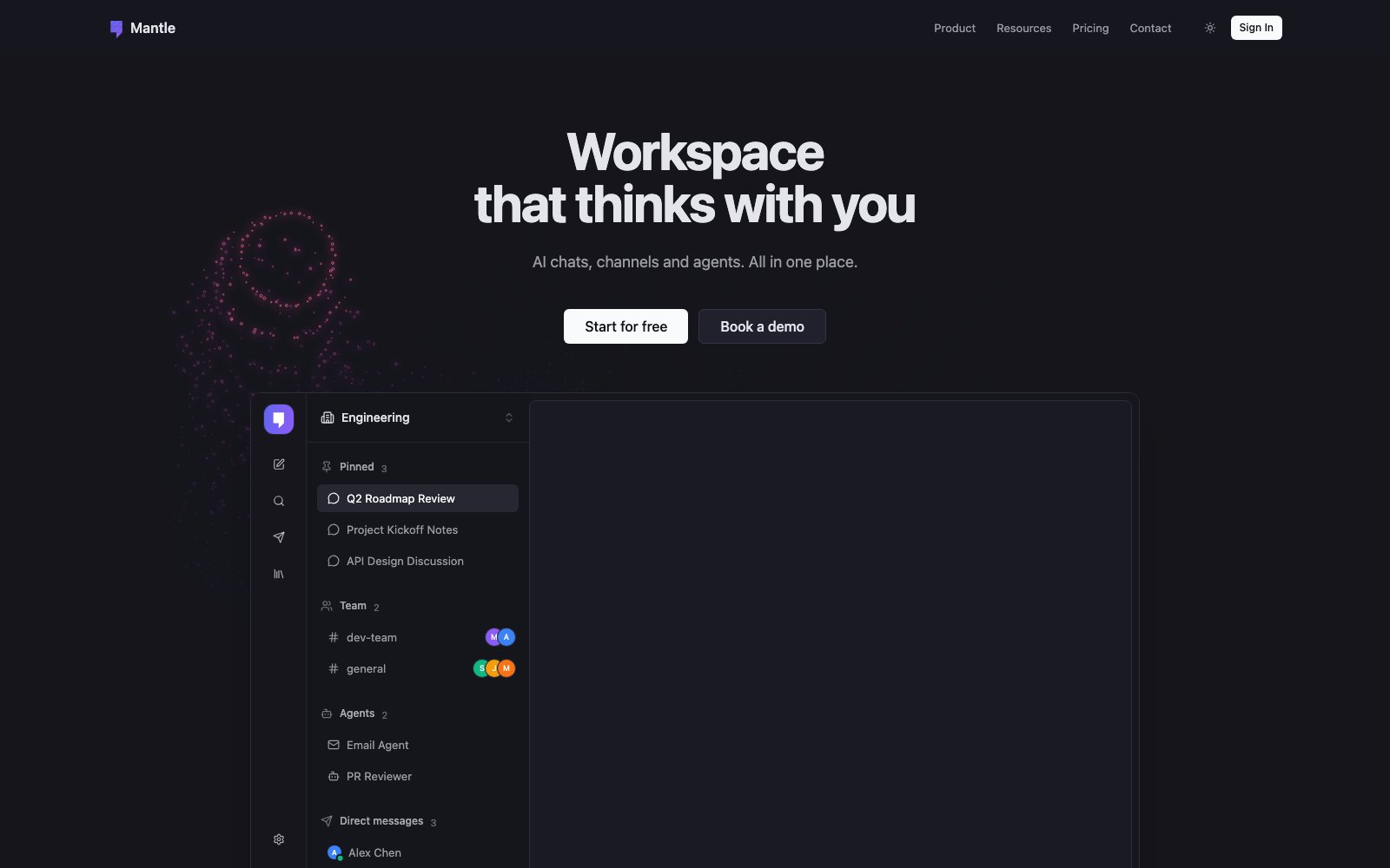 Mantle Chat homepage screenshot