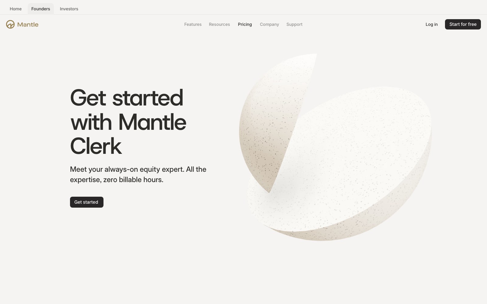 Clerk | AI Assistant for Cap Tables homepage screenshot