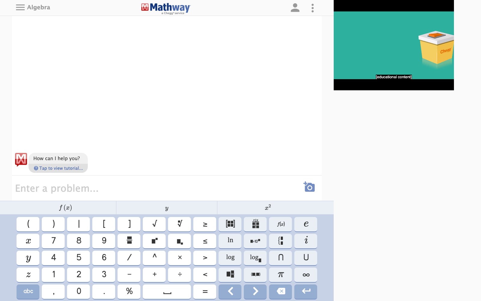 Mathway homepage screenshot