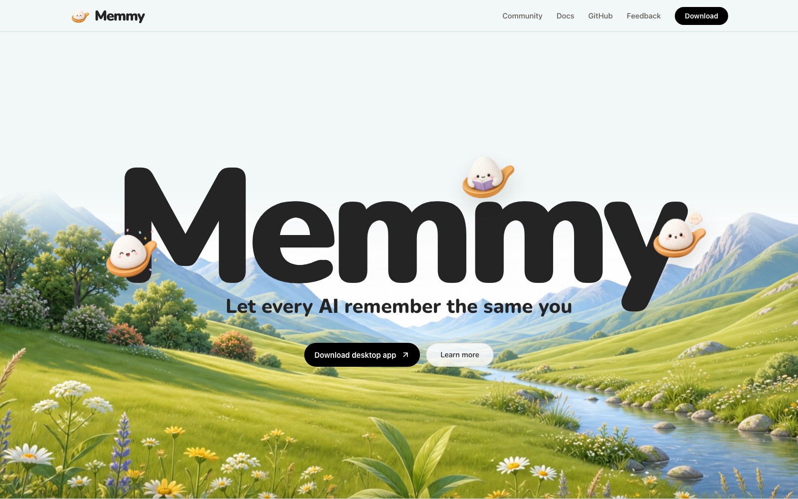 Memmy Agent homepage screenshot