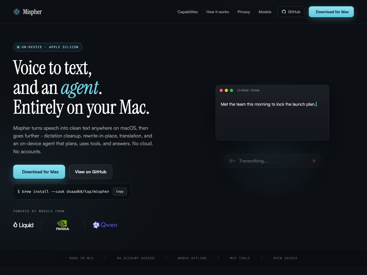 Mispher homepage screenshot