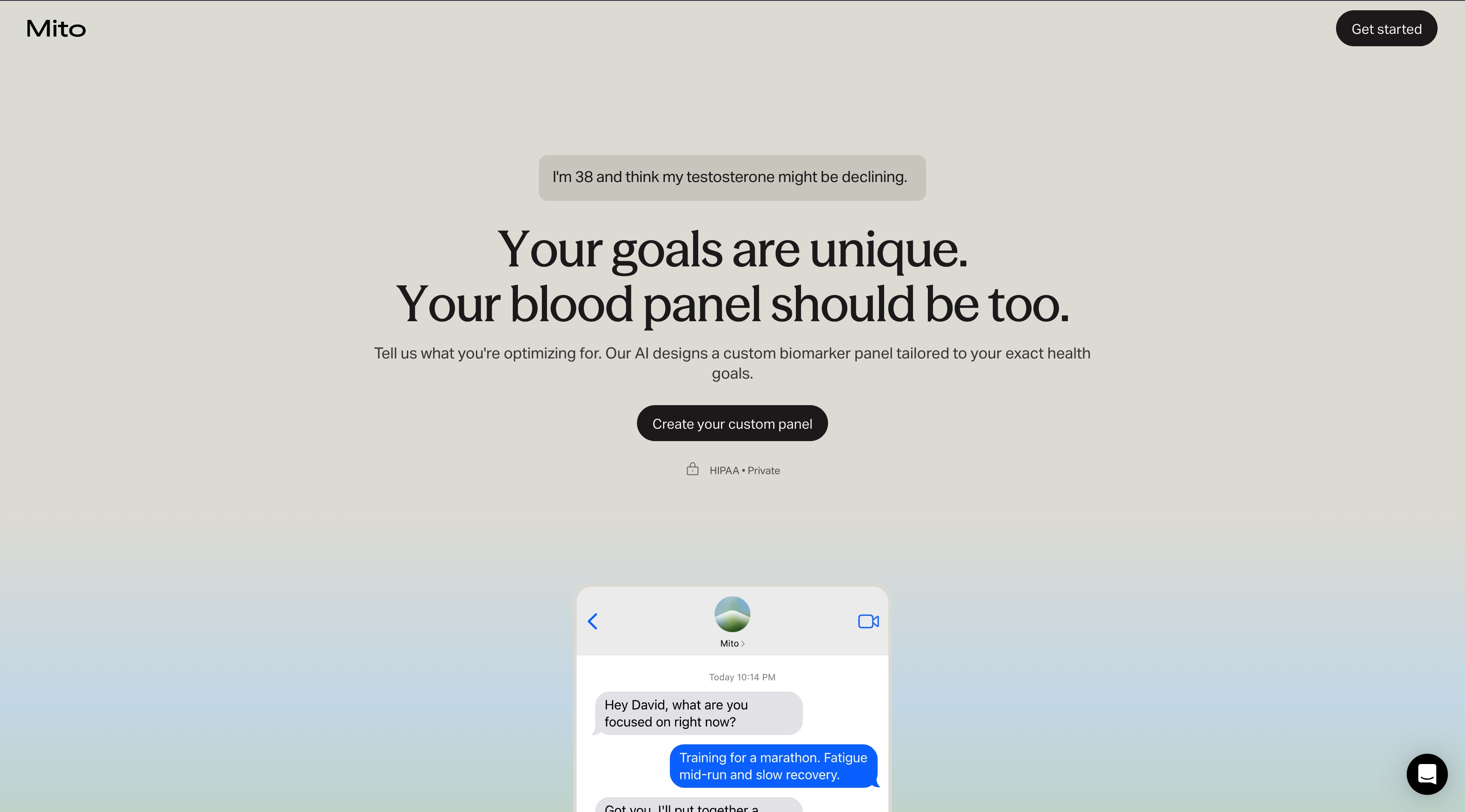 Mito Health homepage screenshot