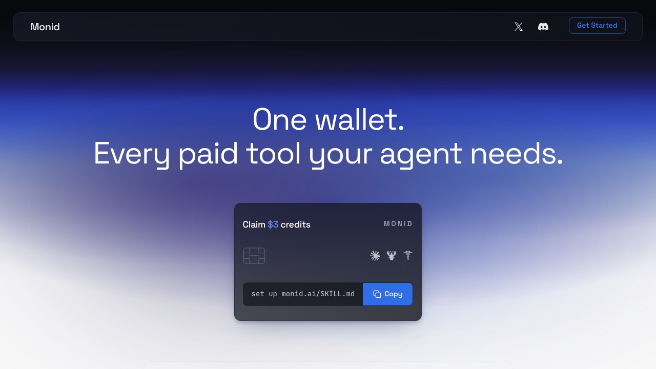 Monid homepage screenshot