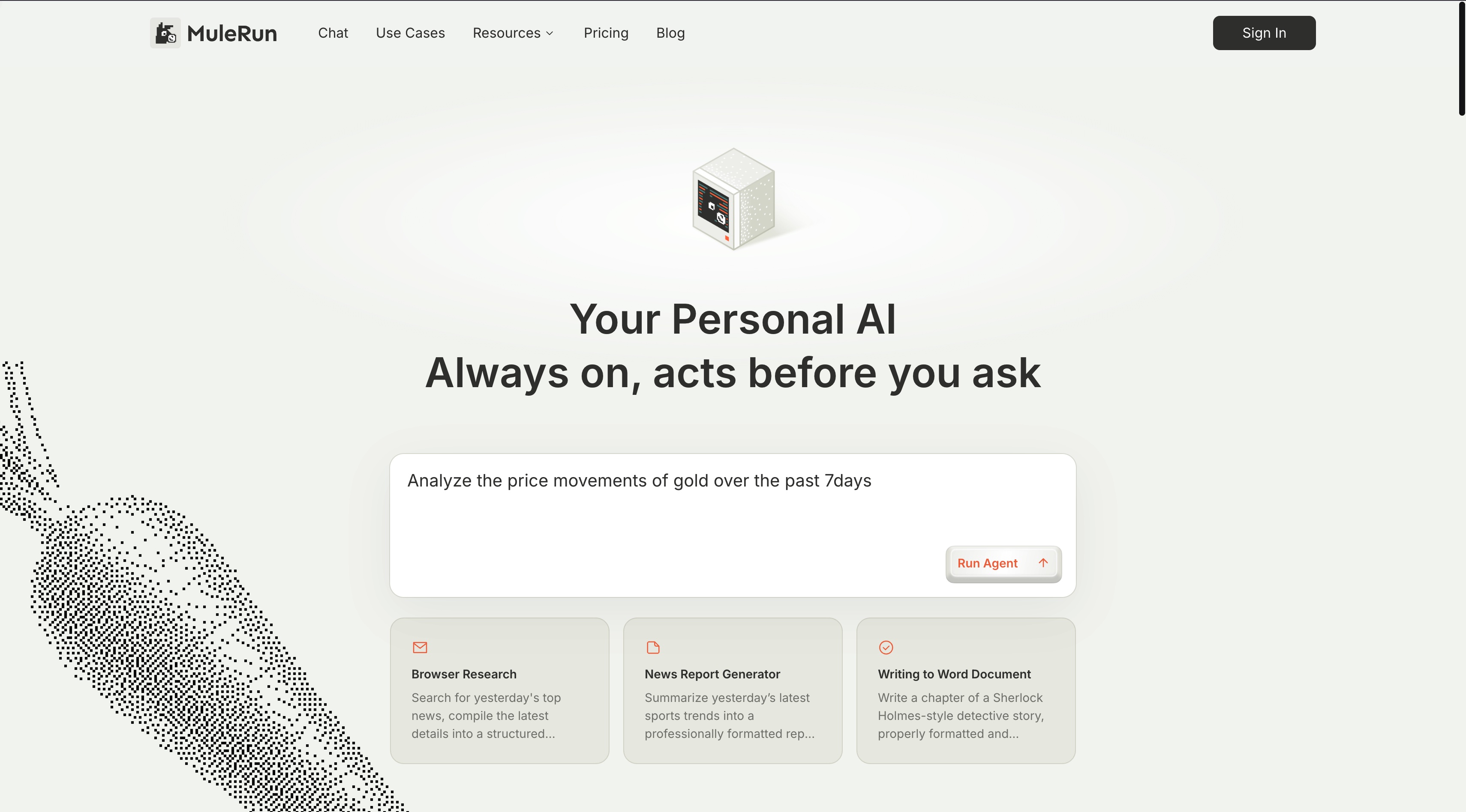 MuleRun homepage screenshot