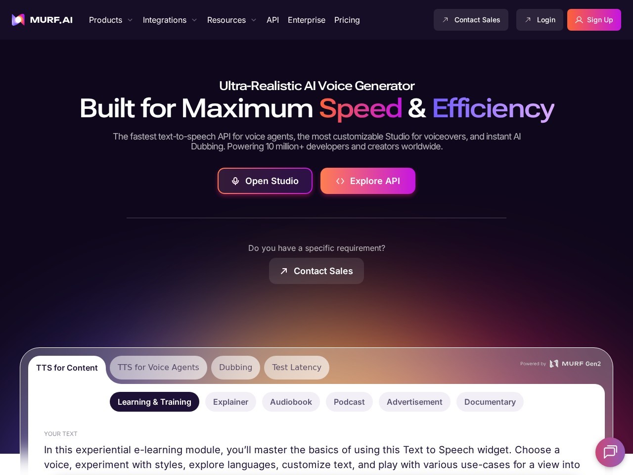 Murf.ai homepage screenshot