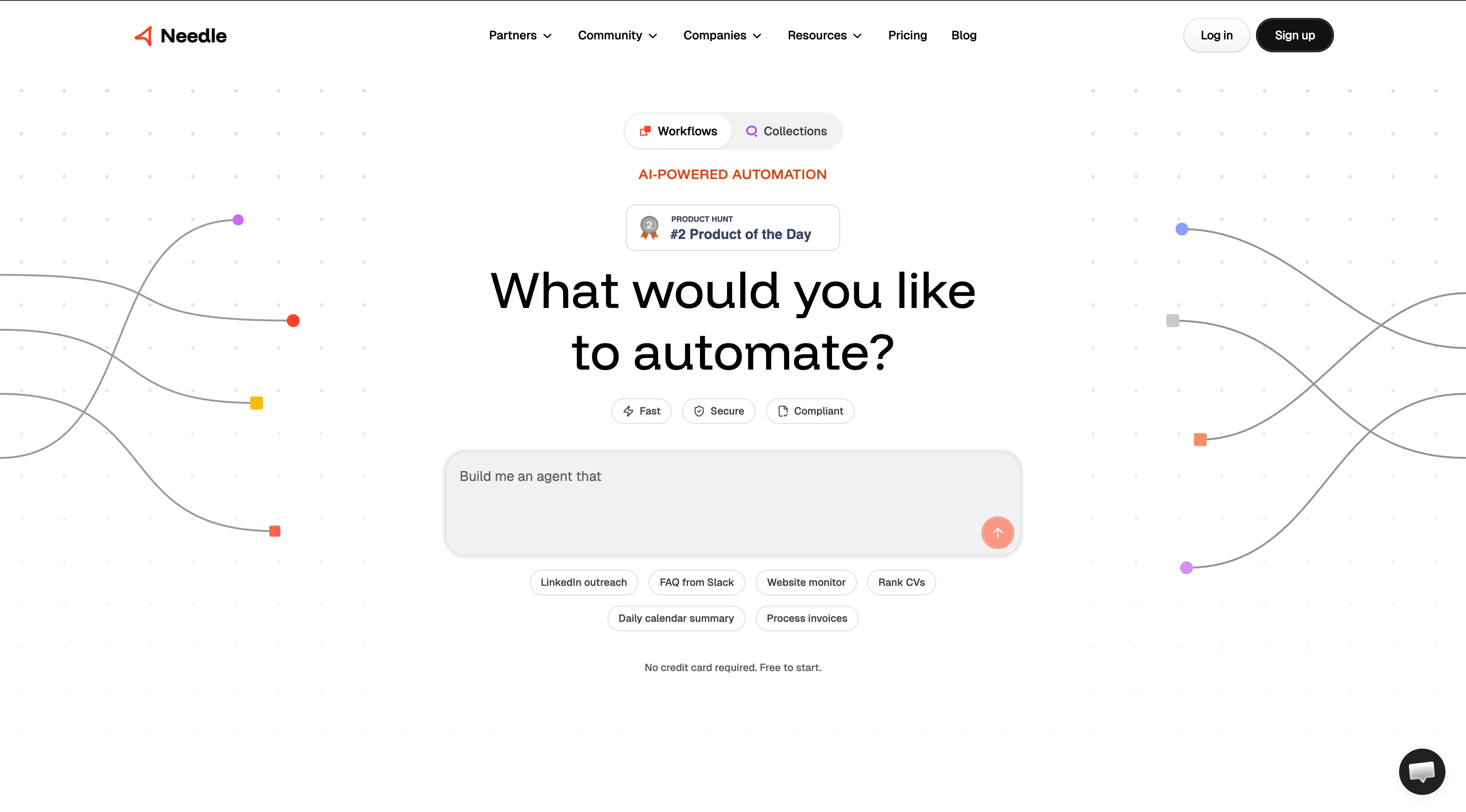 Needle homepage screenshot