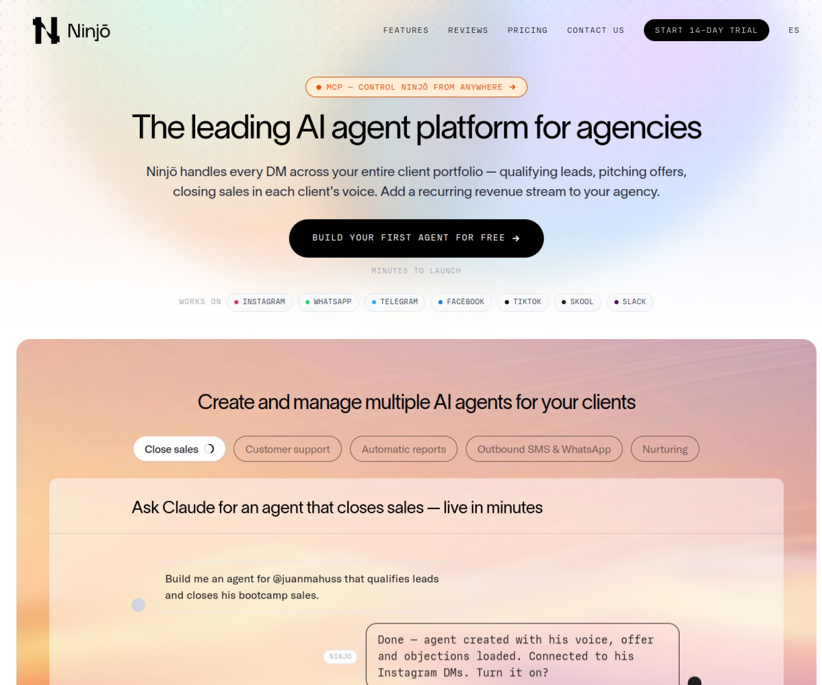 Ninjō AI homepage screenshot