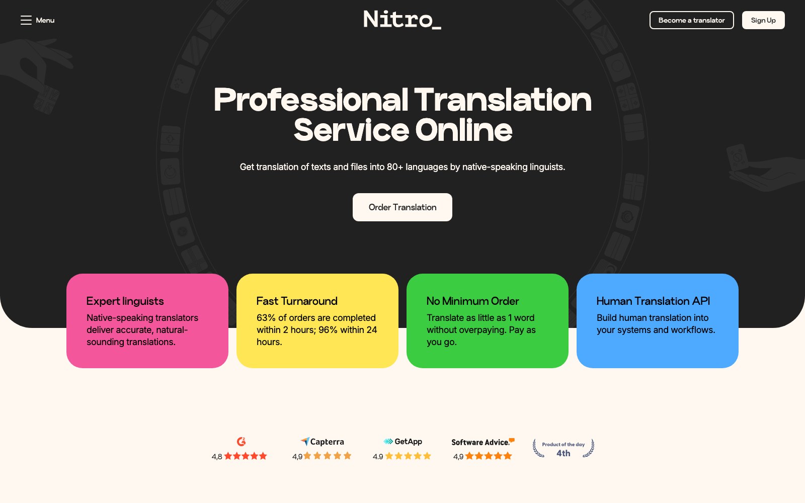 Nitro 4.0 homepage screenshot