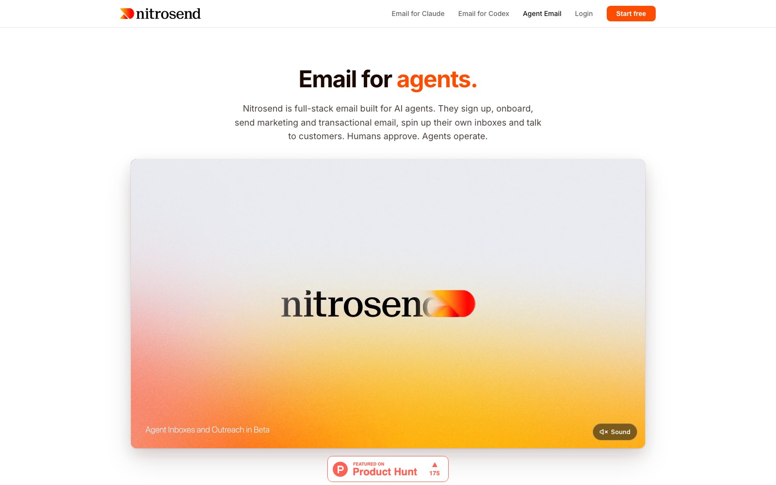 Nitrosend homepage screenshot