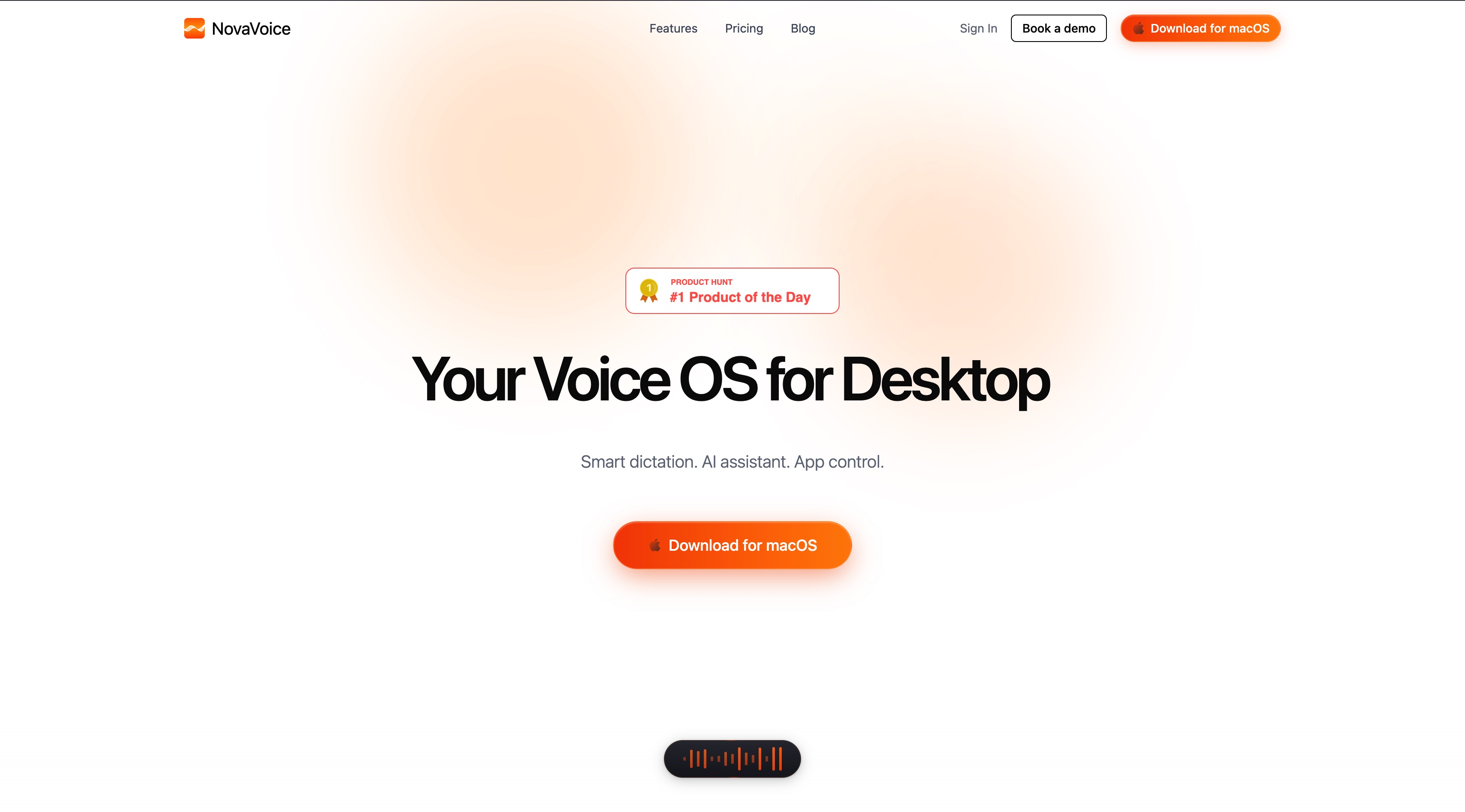 NovaVoice homepage screenshot