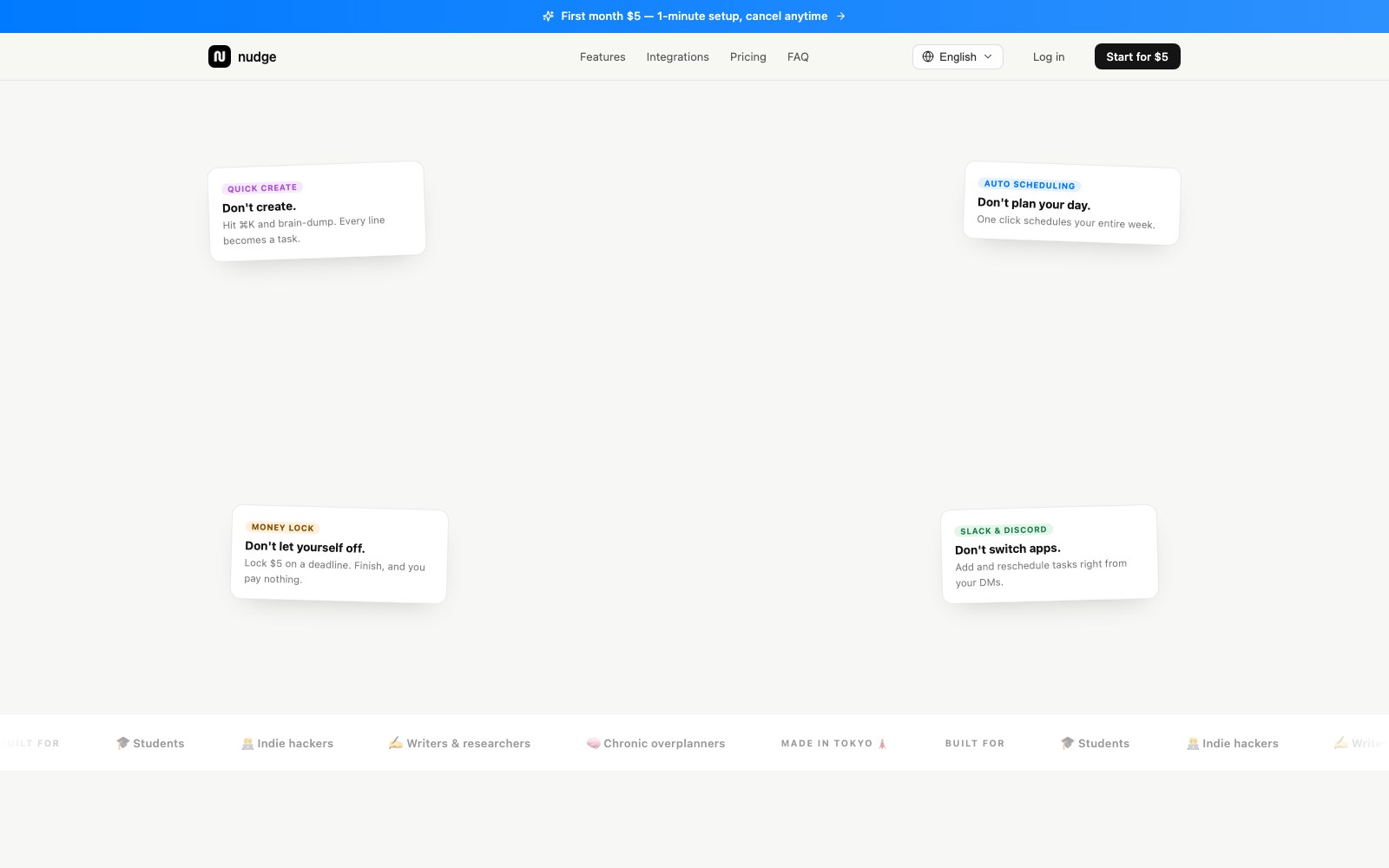 nudge 2.0 homepage screenshot