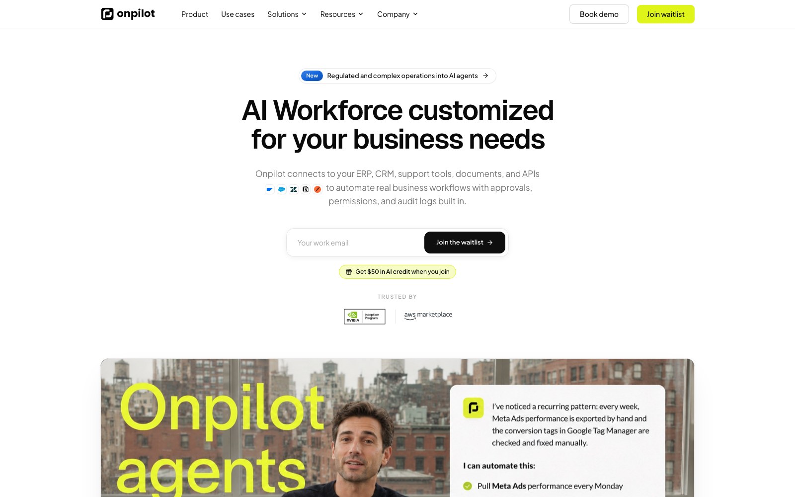 Onpilot homepage screenshot