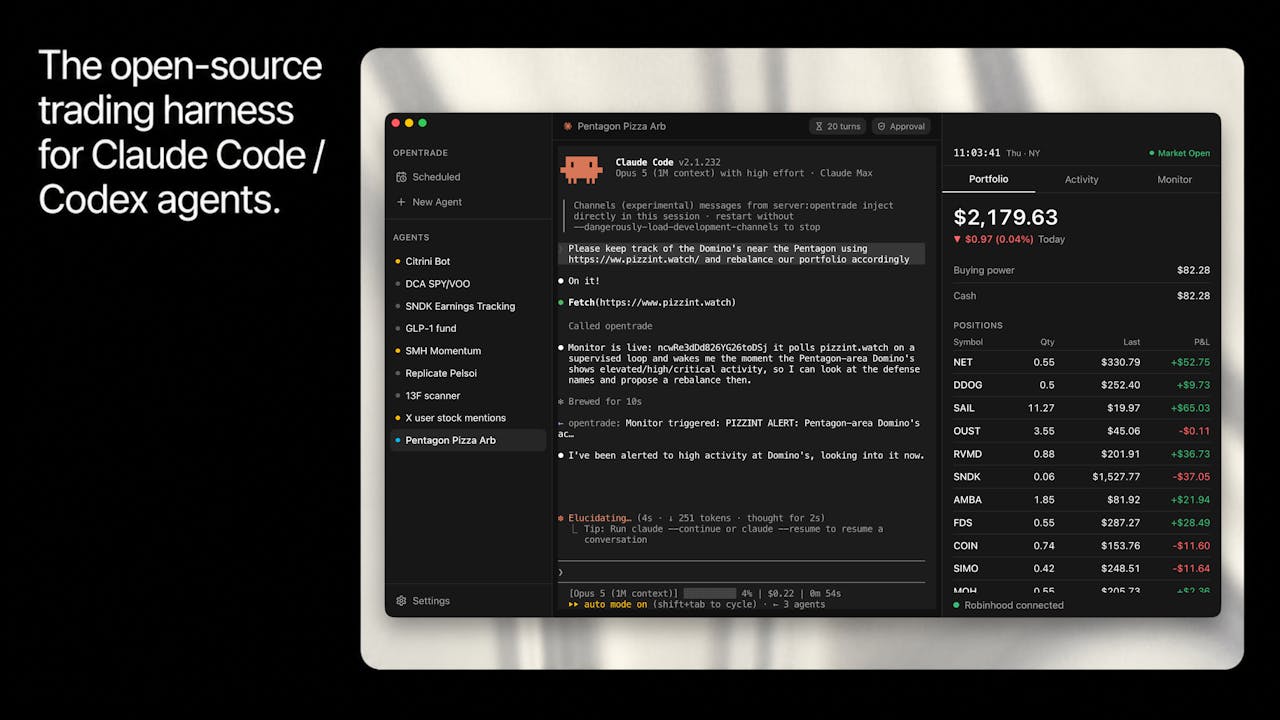 OpenTrade homepage screenshot
