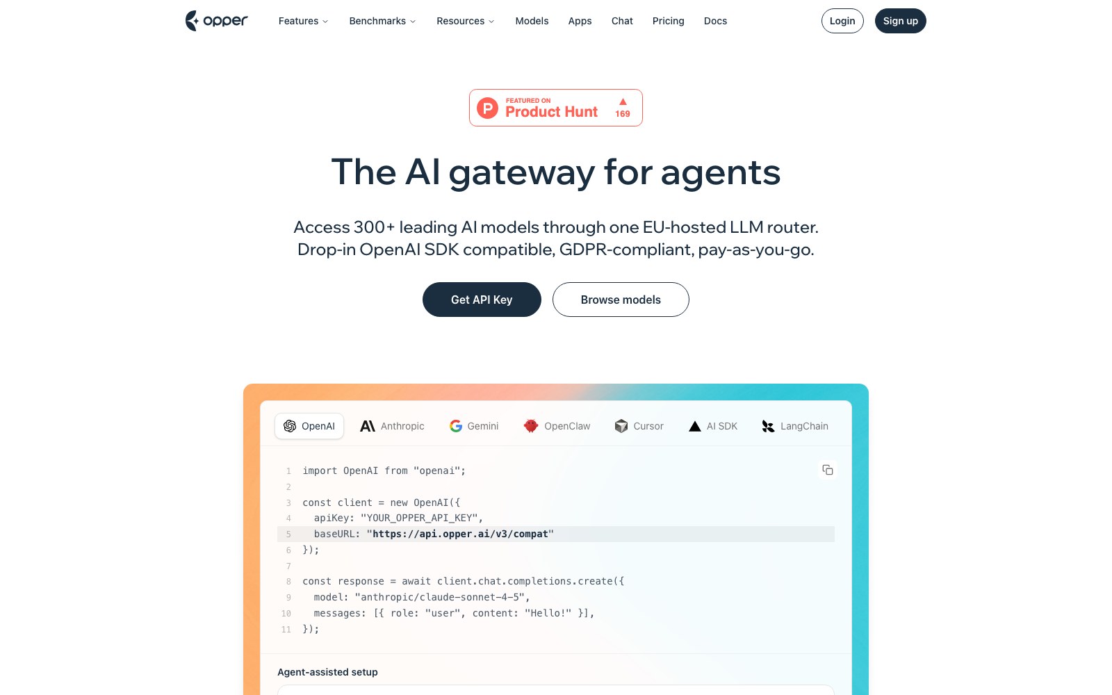 Opper AI homepage screenshot