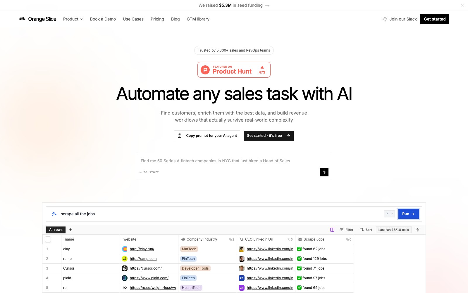 Orange Slice homepage screenshot