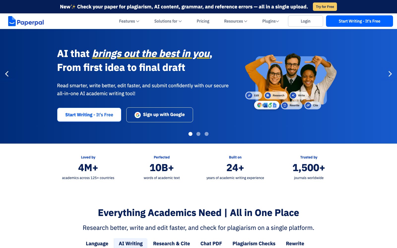 Paperpal homepage screenshot