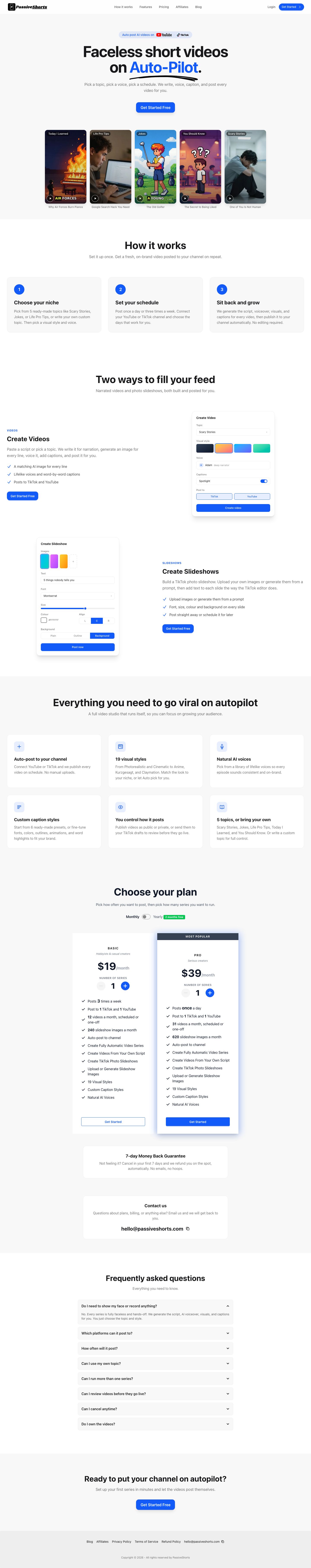 PassiveShorts homepage screenshot