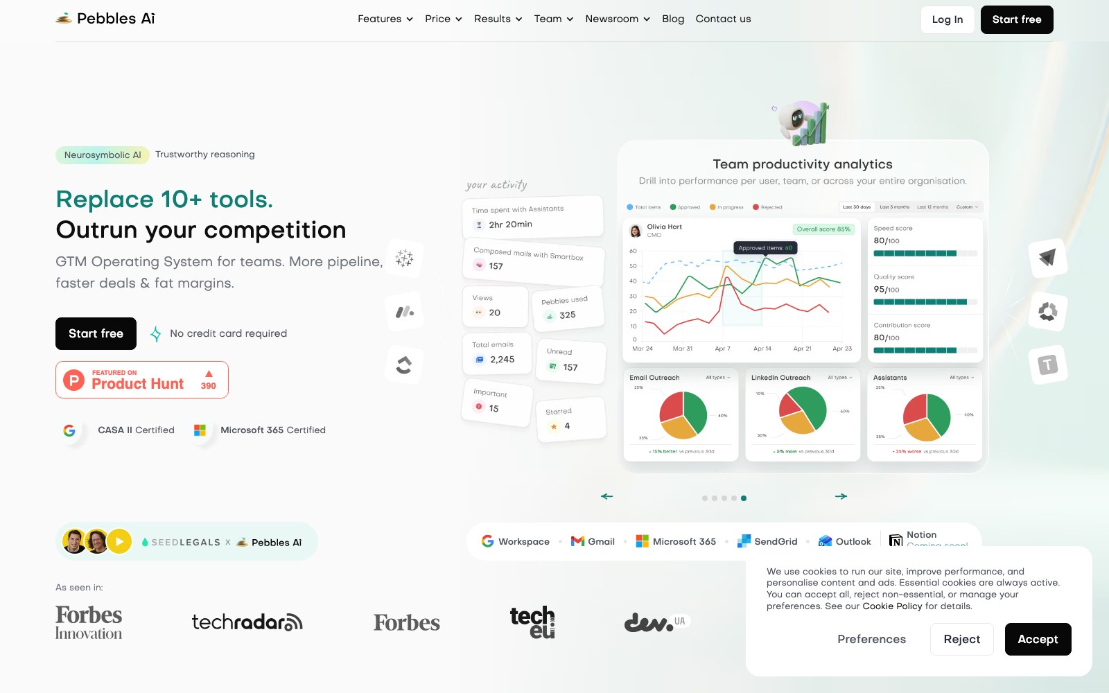 Pebbles Ai homepage screenshot