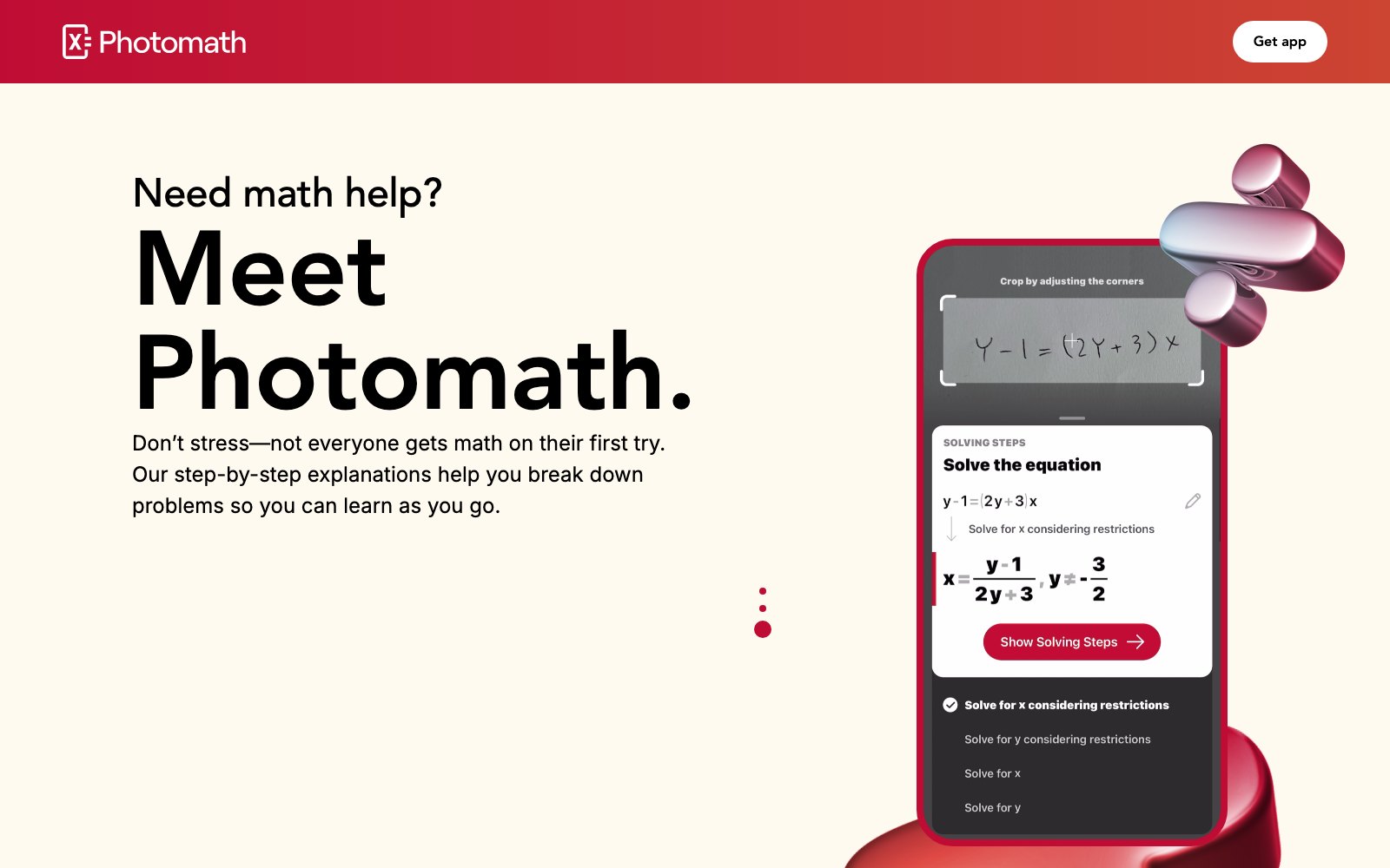Photomath homepage screenshot