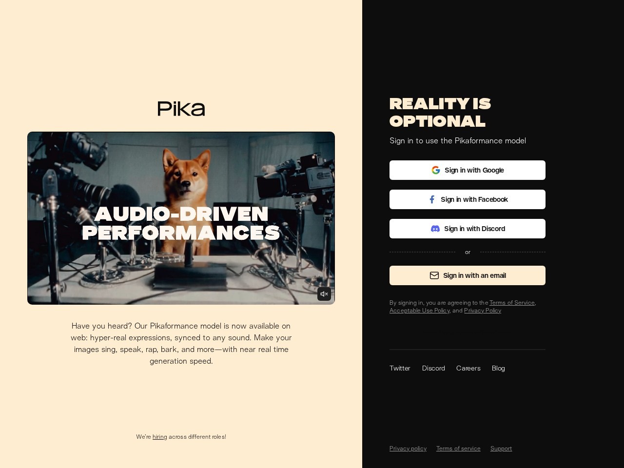 Pika homepage screenshot